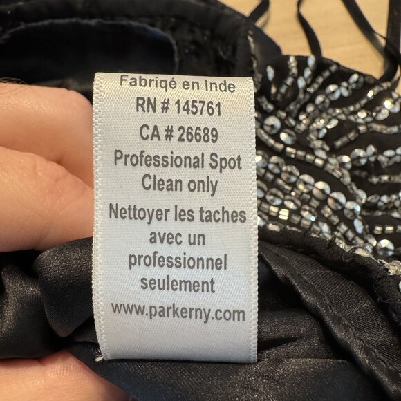 Parker Parker Justine Sequin Ruffled Frill Black Silver Camisole Top X-Small XS - Picture 7 of 9